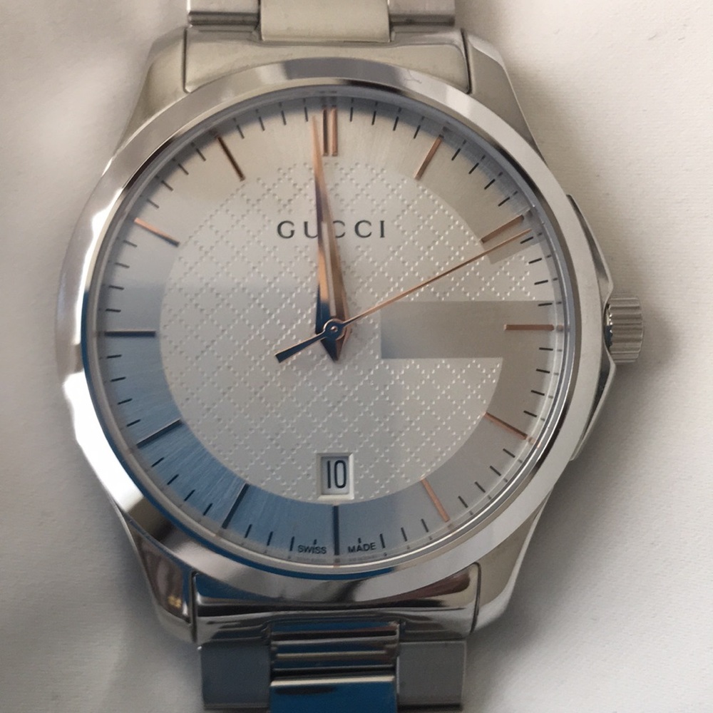 Gucci G-Timeless Stainless Steel Men's Watch with Triple-Link Bracelet